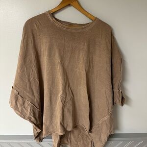 Free People Brown Short Sleeve tunic top